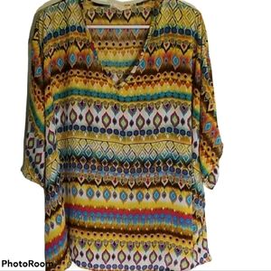 Let Them Eat Cake Aztec Print Tunic. Oversized size M.